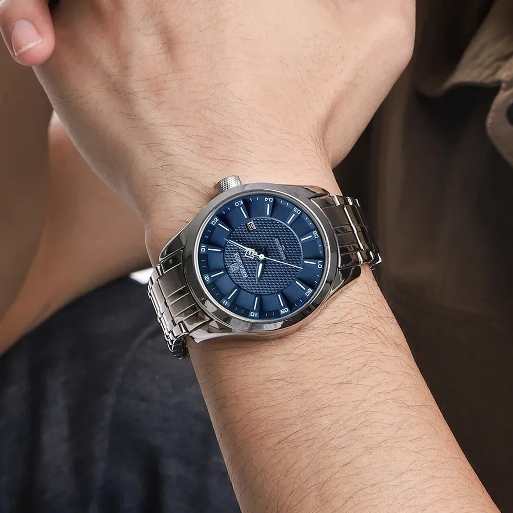 NAVIFORCE 비즈니스 스틸 쿼츠 발광 캘린더 남성 시계