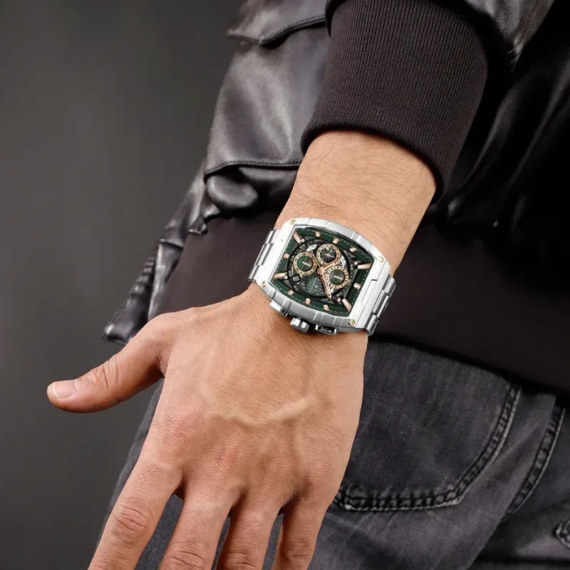 네비포스 톤노형 스틸 크로노그래프 남성 쿼츠 시계 NF8066