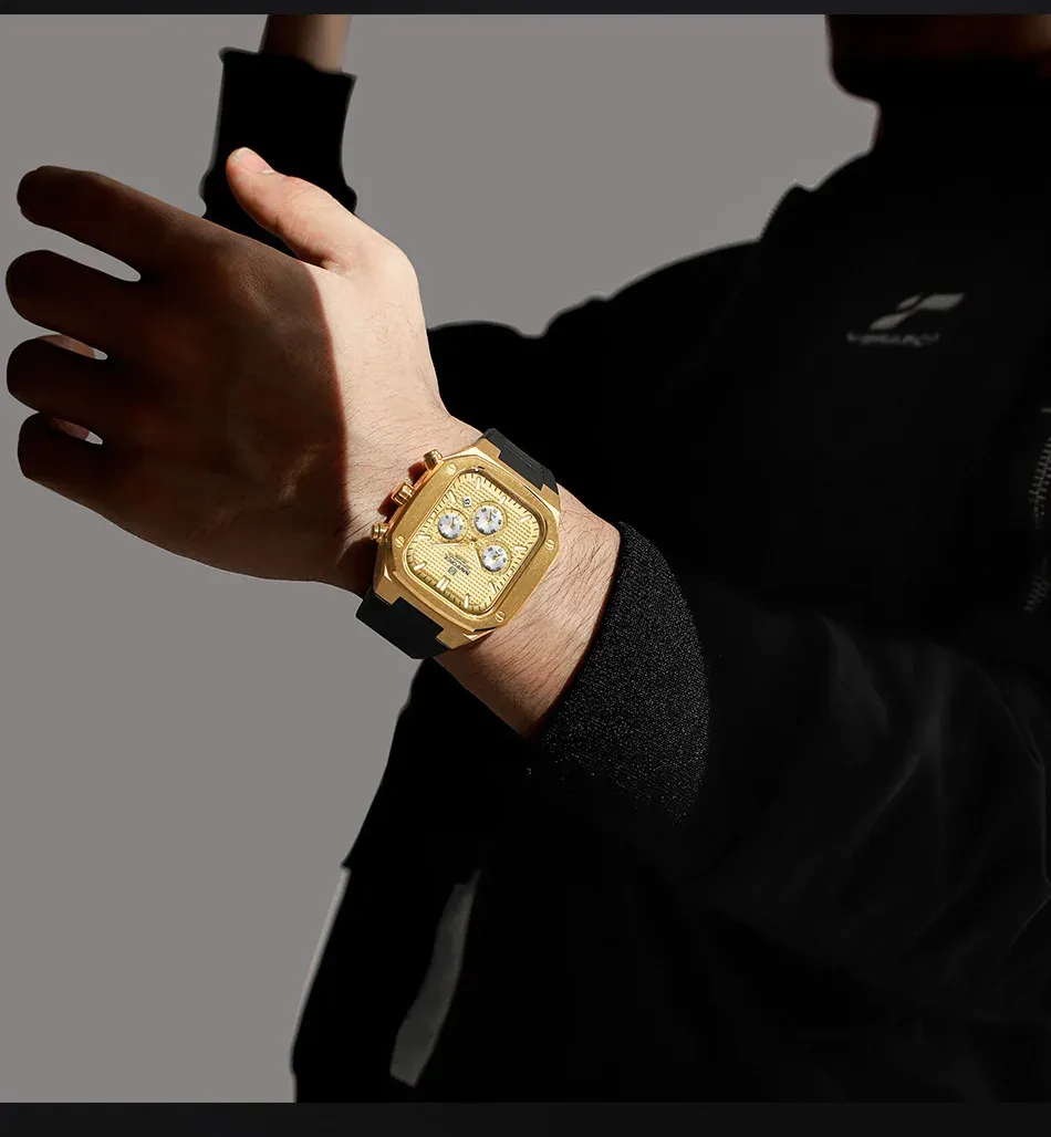 네비포스 NF8037 사각 크로노그래프 실리콘 손목시계