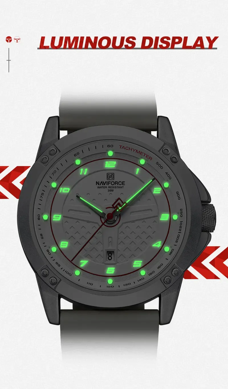 네비포스 2025 남성용 실리콘 스포츠 쿼츠 시계