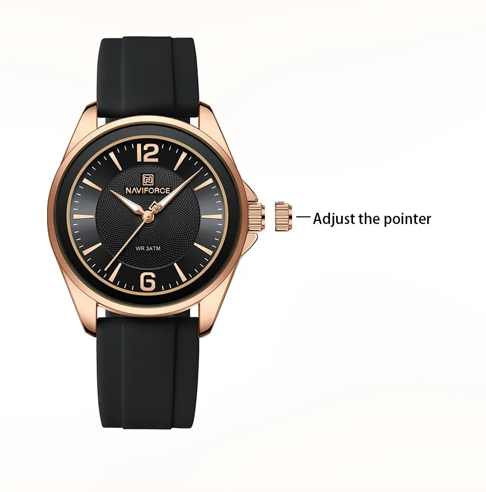 네비포스 여성용 클래식 라운드 실리콘 쿼츠 시계