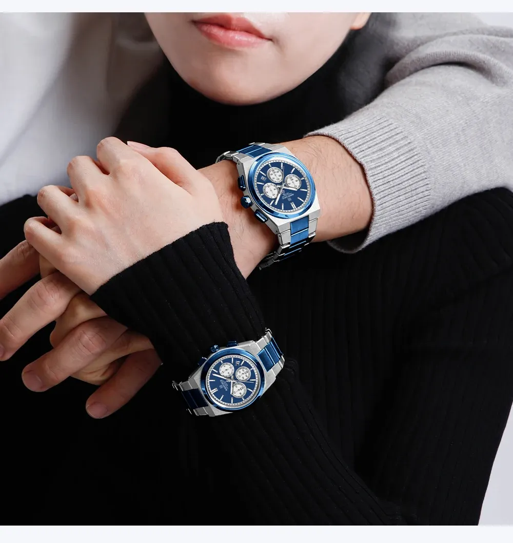 네비포스 스틸 스트랩 크로노그래프 데일리 워치