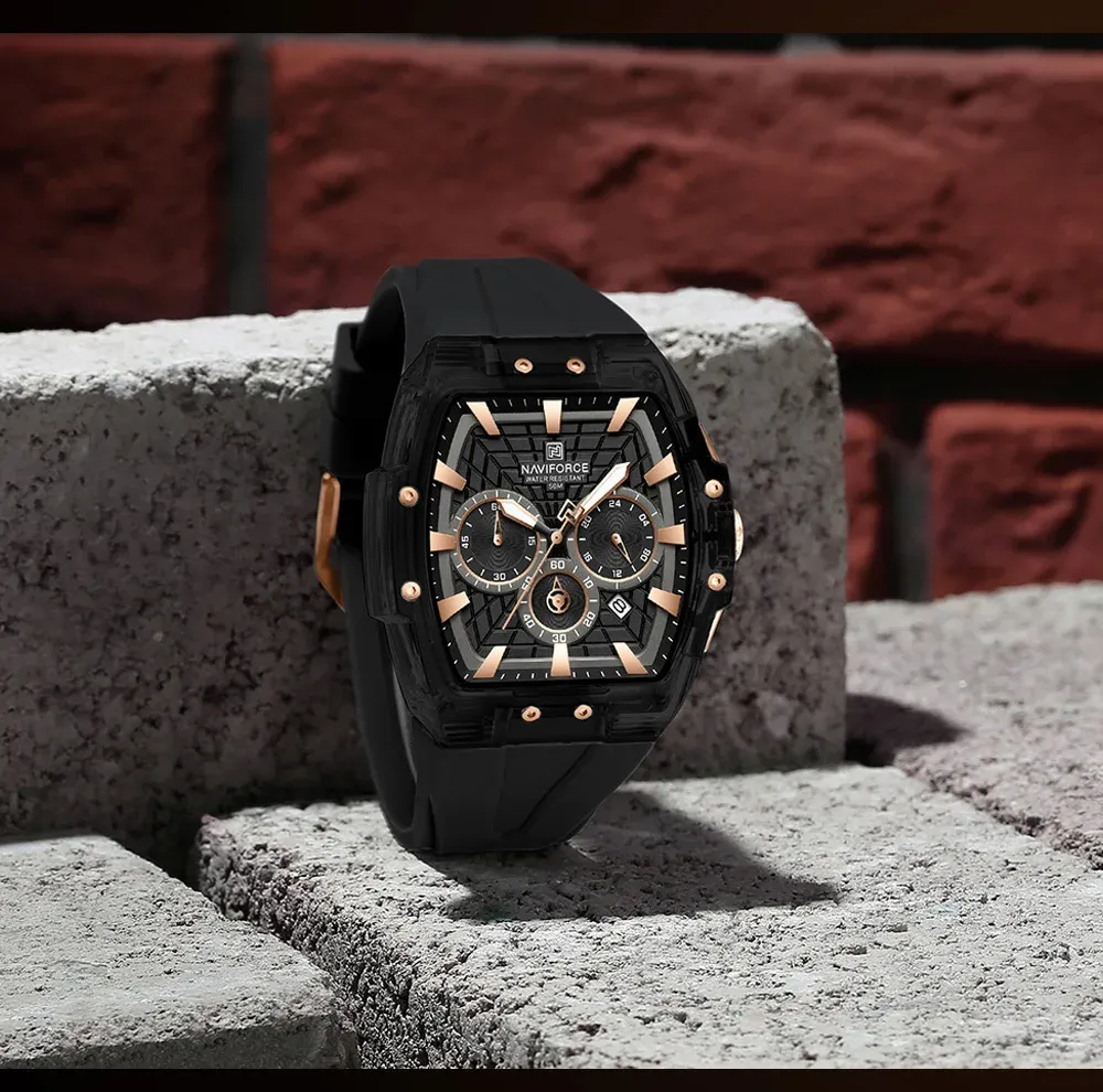 네비포스 NF6113 남성용 크로노그래프 실리콘 시계