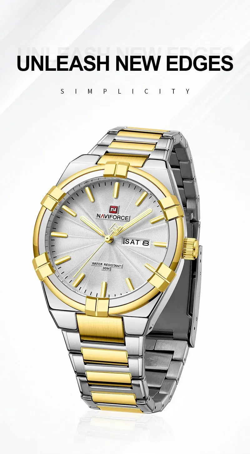 네비포스 클래식 요일·날짜 스틸 비즈니스 쿼츠 시계