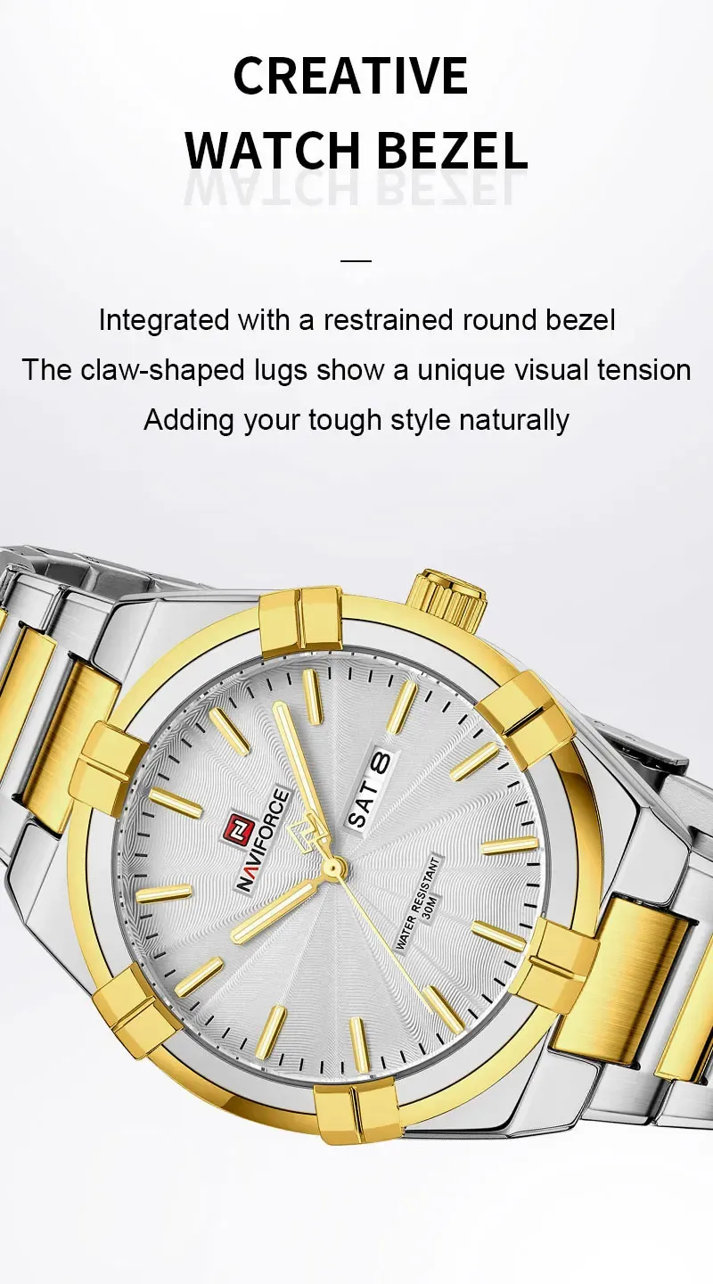 네비포스 클래식 요일·날짜 스틸 비즈니스 쿼츠 시계