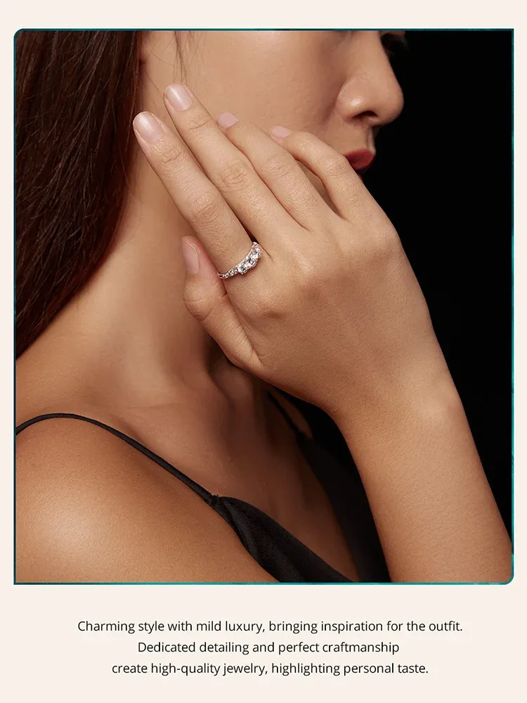 WOSTU 모이사나이트 925 실버 클래식 프롱 링