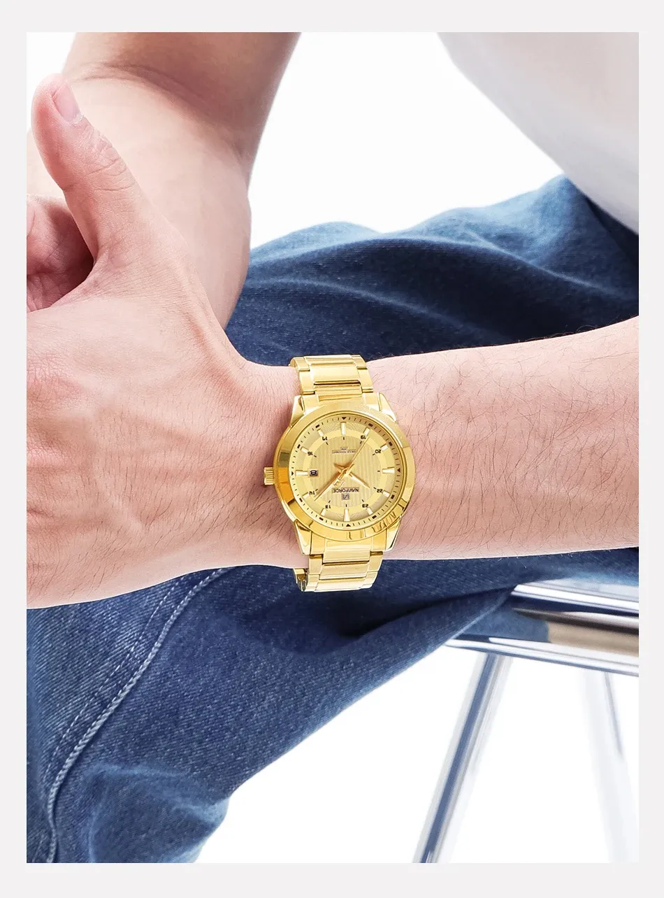 NAVIFORCE 8029 스틸 스트랩 스포츠 쿼츠 남성 시계