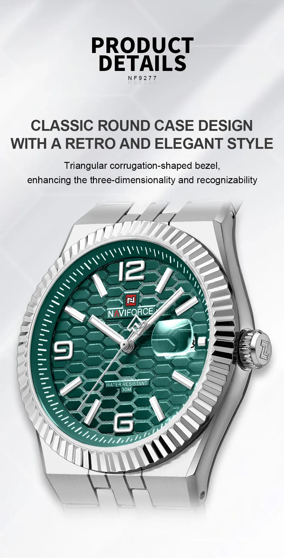 네비포스 NF9277 스테인리스 방수 캘린더 남성 쿼츠 시계