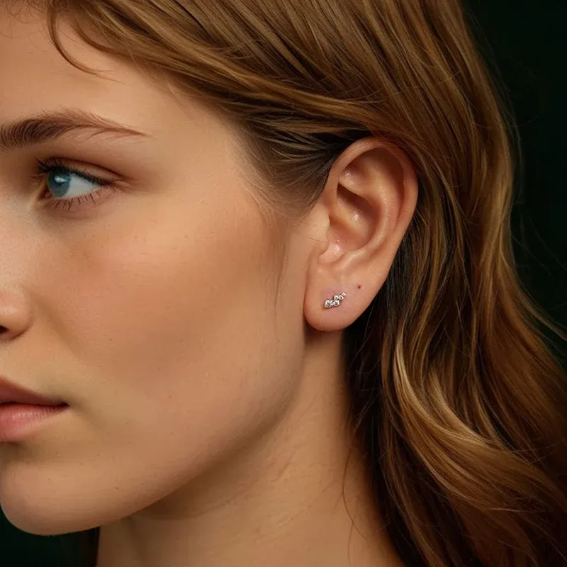 바모어 U 모이사나이트 버블 스터드 귀걸이