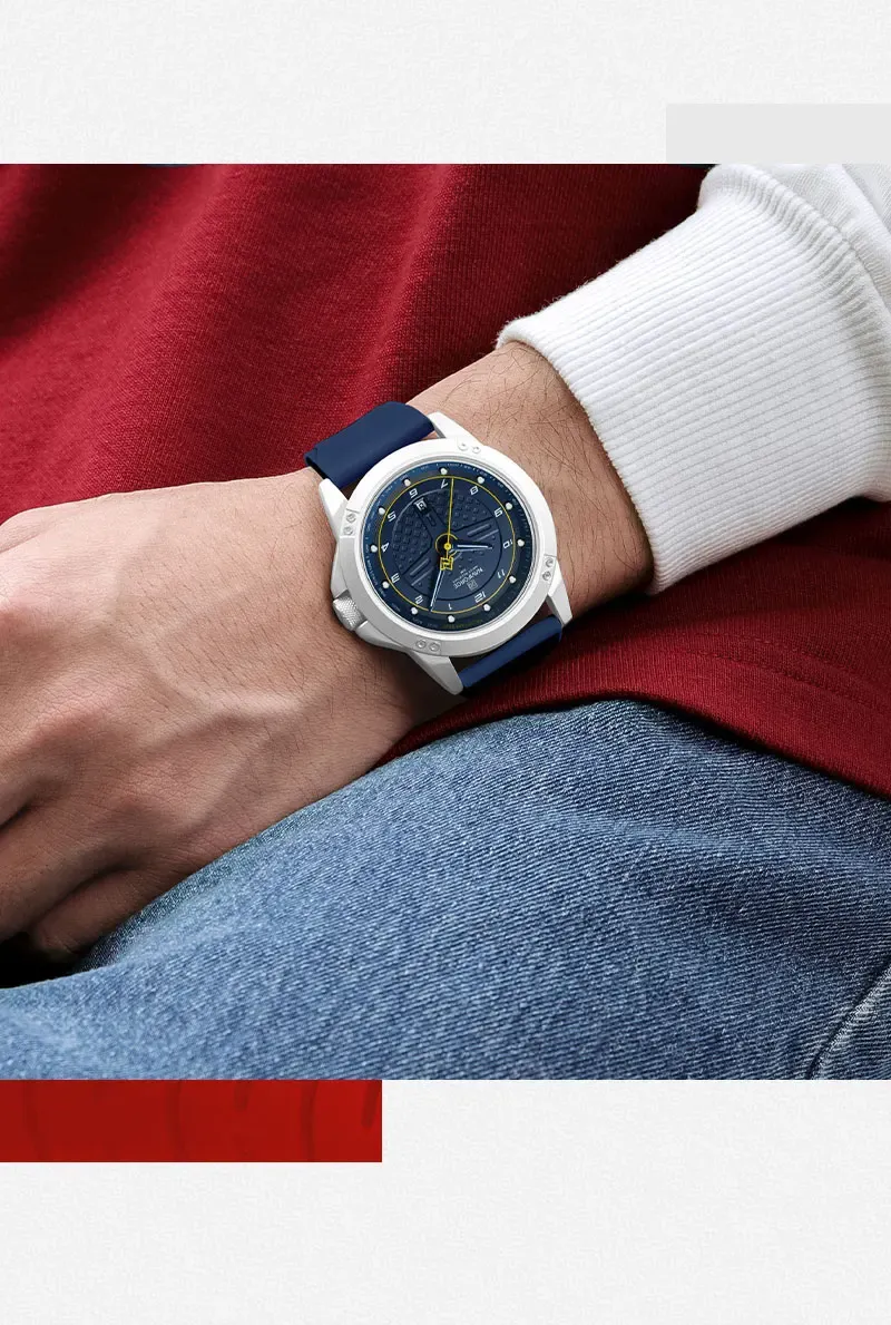 네비포스 남성용 스포츠 실리콘 발광 쿼츠 시계