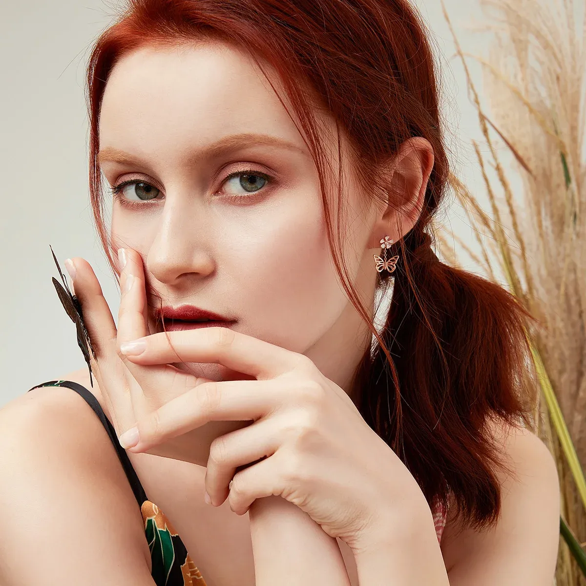 바모어 925 실버 로즈 나비 주얼리 세트