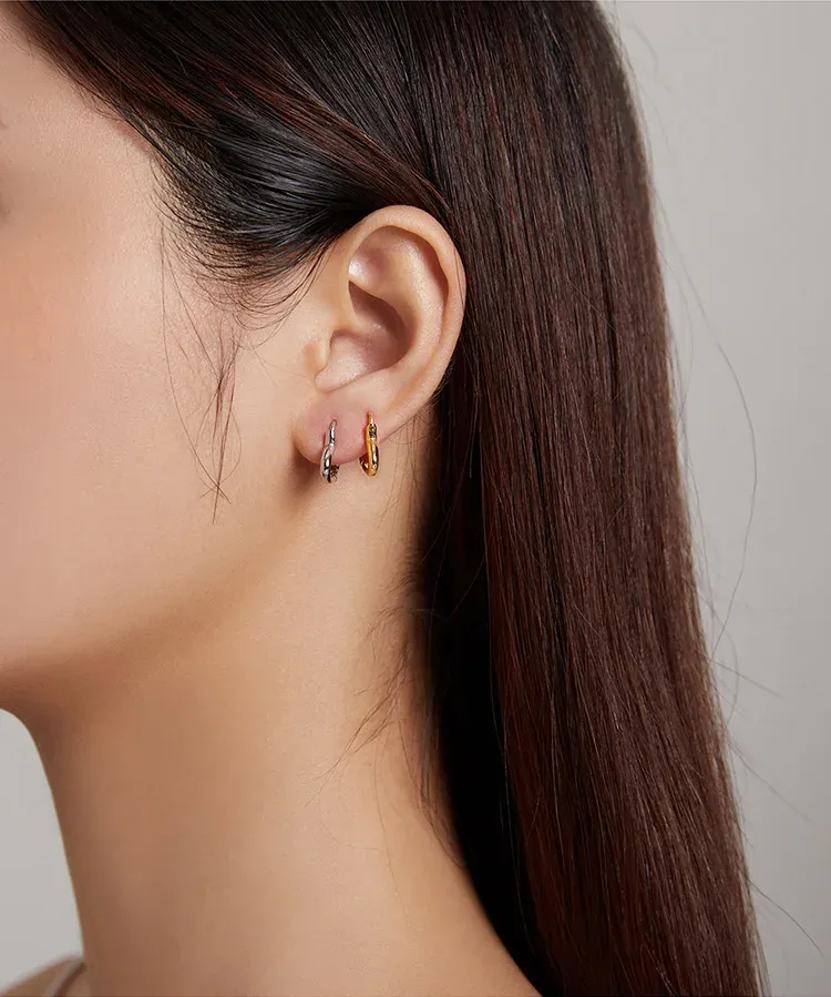 바모어 925 스털링 실버 하트 후프 귀걸이