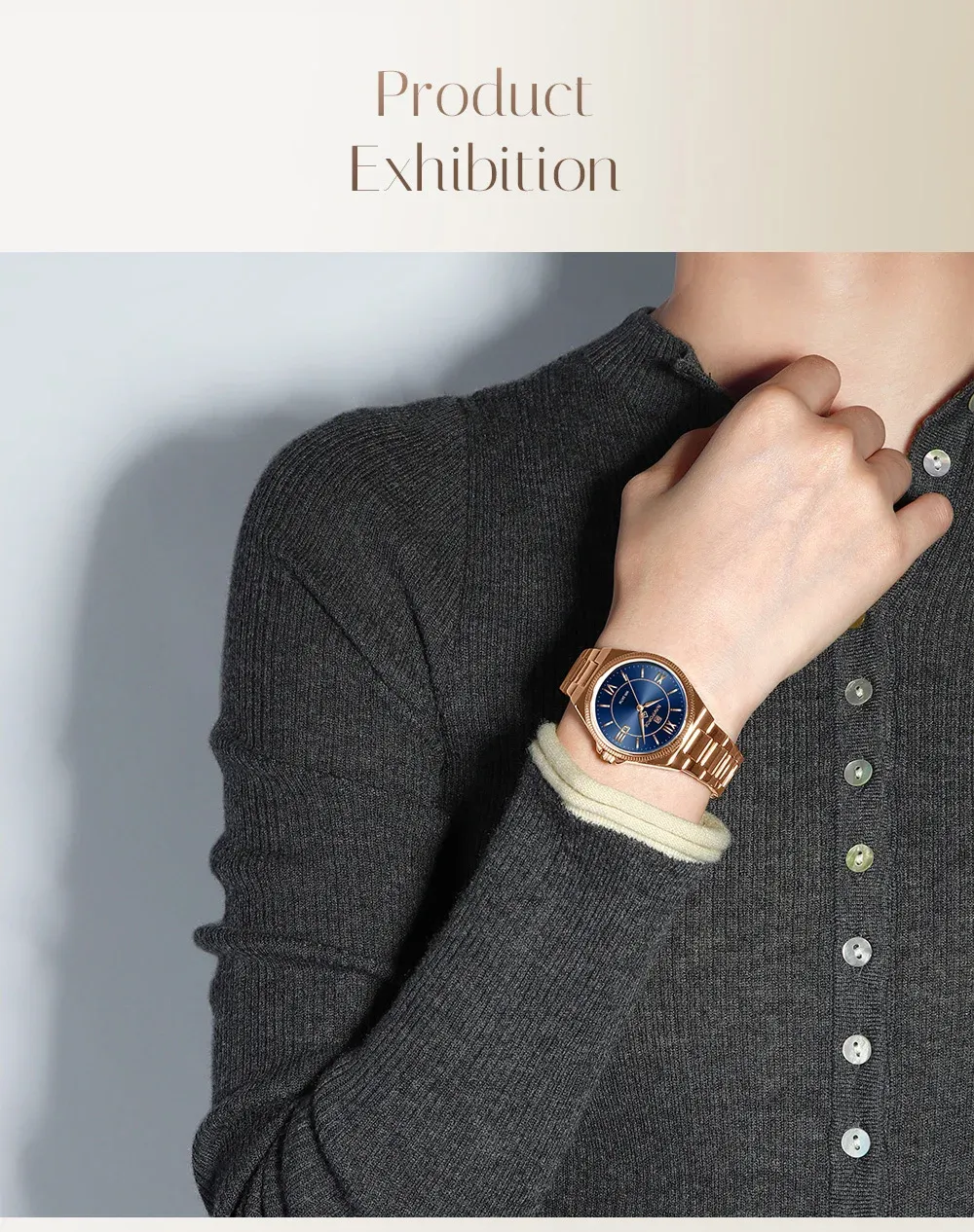 네비포스 NF5073 여성용 로만 캘린더 스틸 시계