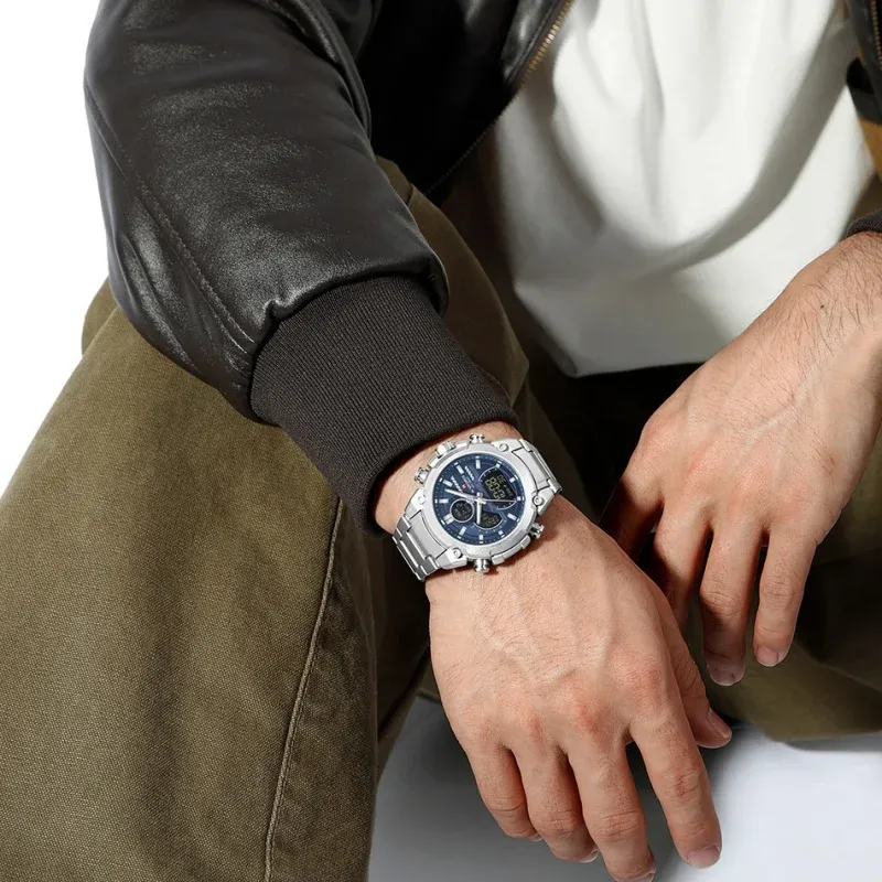 네비포스 NF9278 남성용 아날로그·디지털 스틸 비즈니스 시계