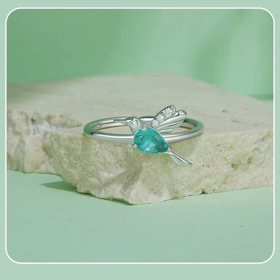 바모어 민트 허밍버드 925 실버 오픈링