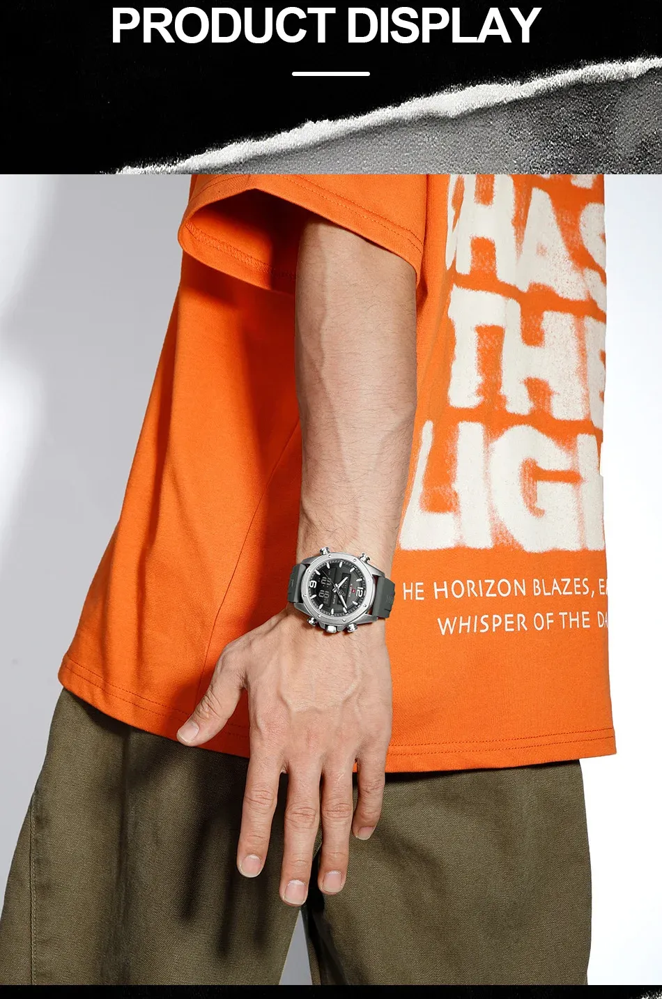 네비포스 NF9264 남성용 듀얼 디스플레이 크로노그래프 시계