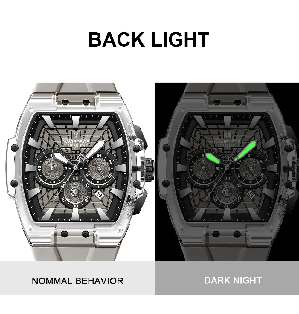 네비포스 NF6113 남성용 야광 크로노그래프 실리콘 시계