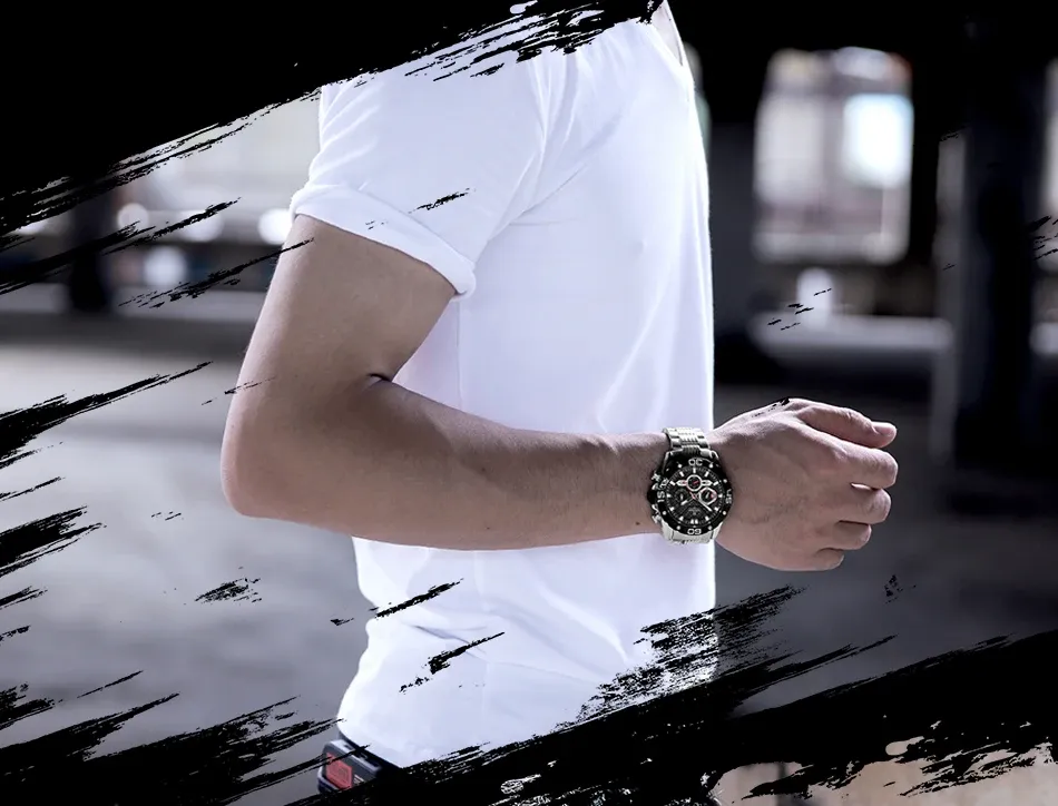 네비포스 8019 스틸 크로노그래프 남성용 쿼츠 시계