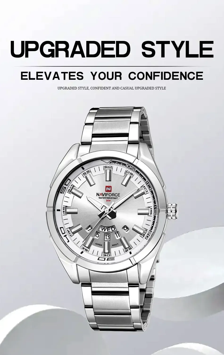 네비포스 클래식 아날로그·디지털 스틸 남성 시계 NF9038