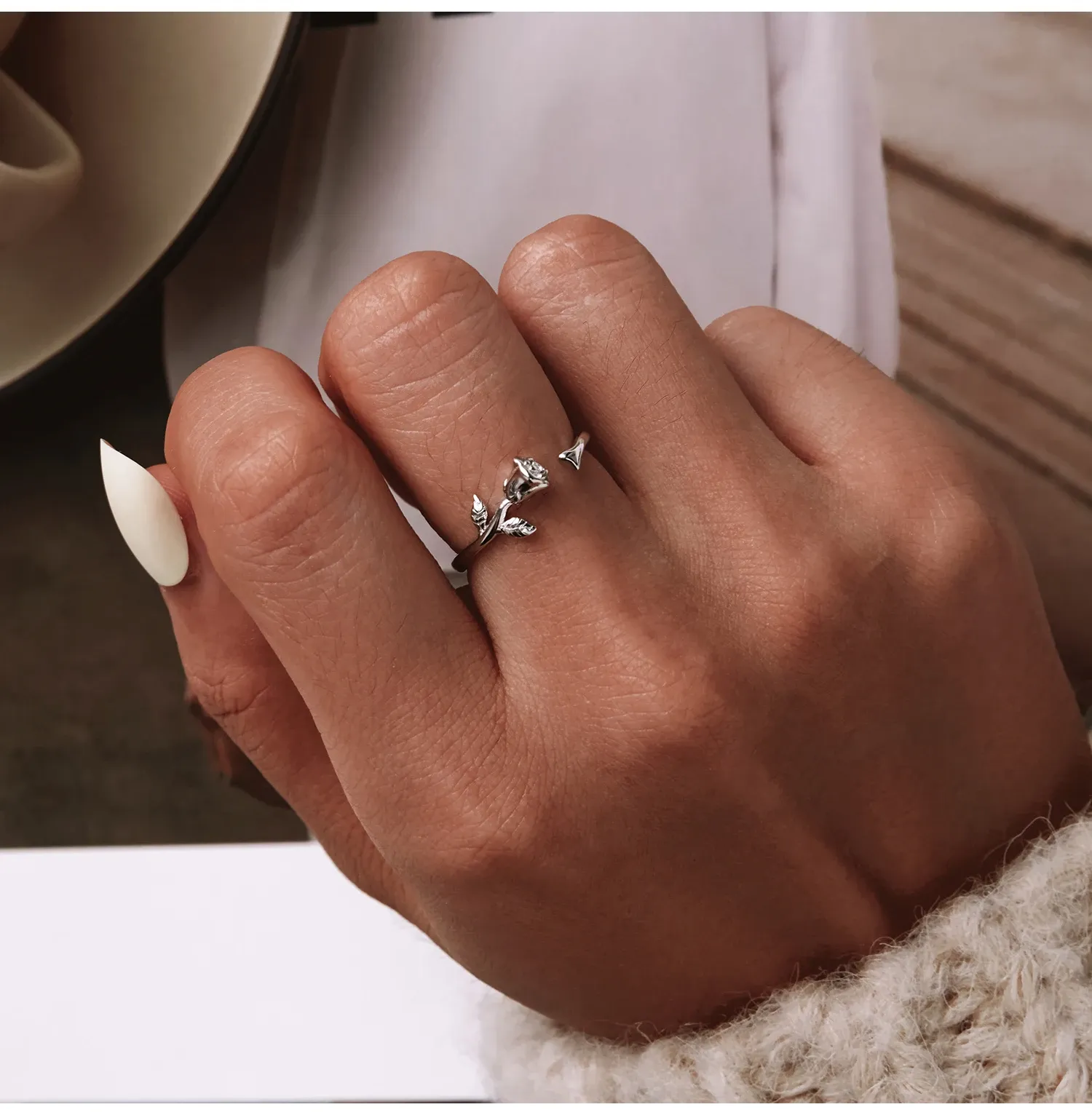 바모어 925 실버 로맨틱 장미·식물 오픈링