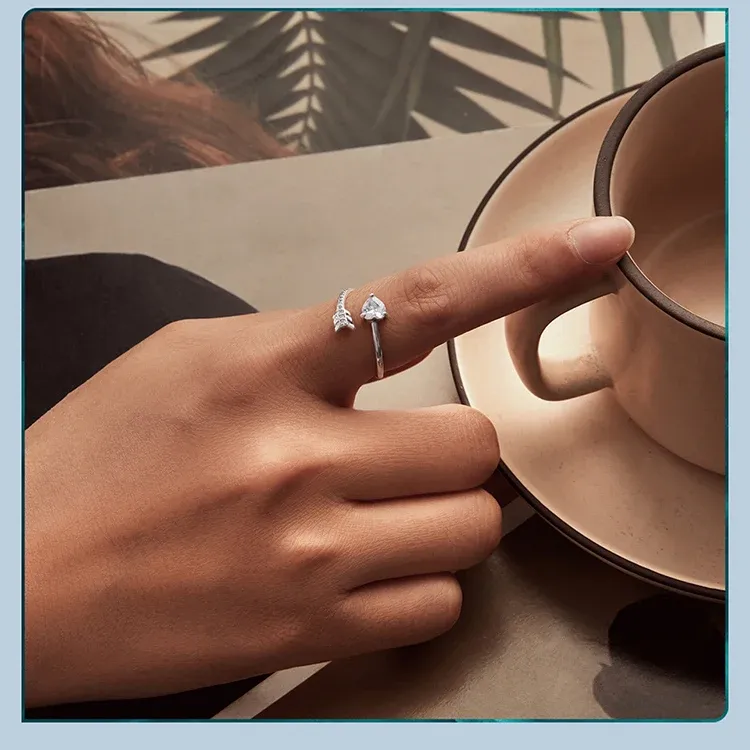 바모어 하트 애로우 925 실버 조절 링