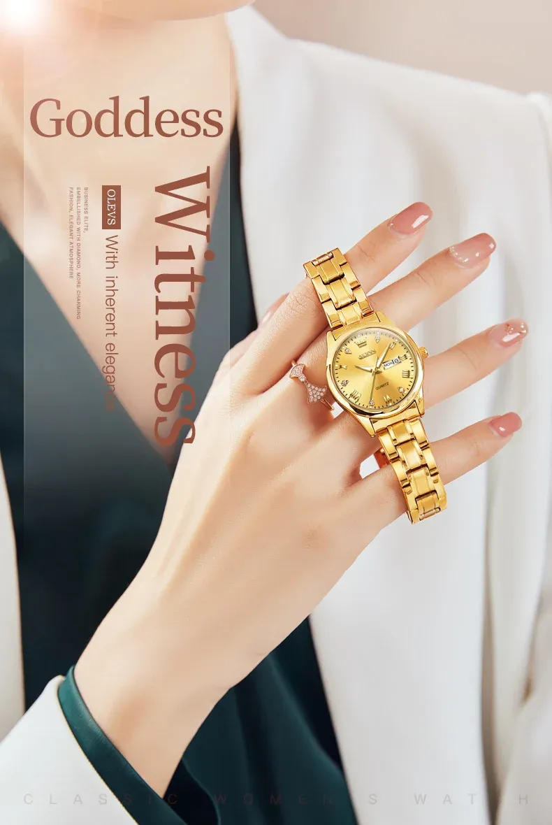 OLEVS 5563 여성용 로만 다이얼 비즈니스 방수 쿼츠 시계