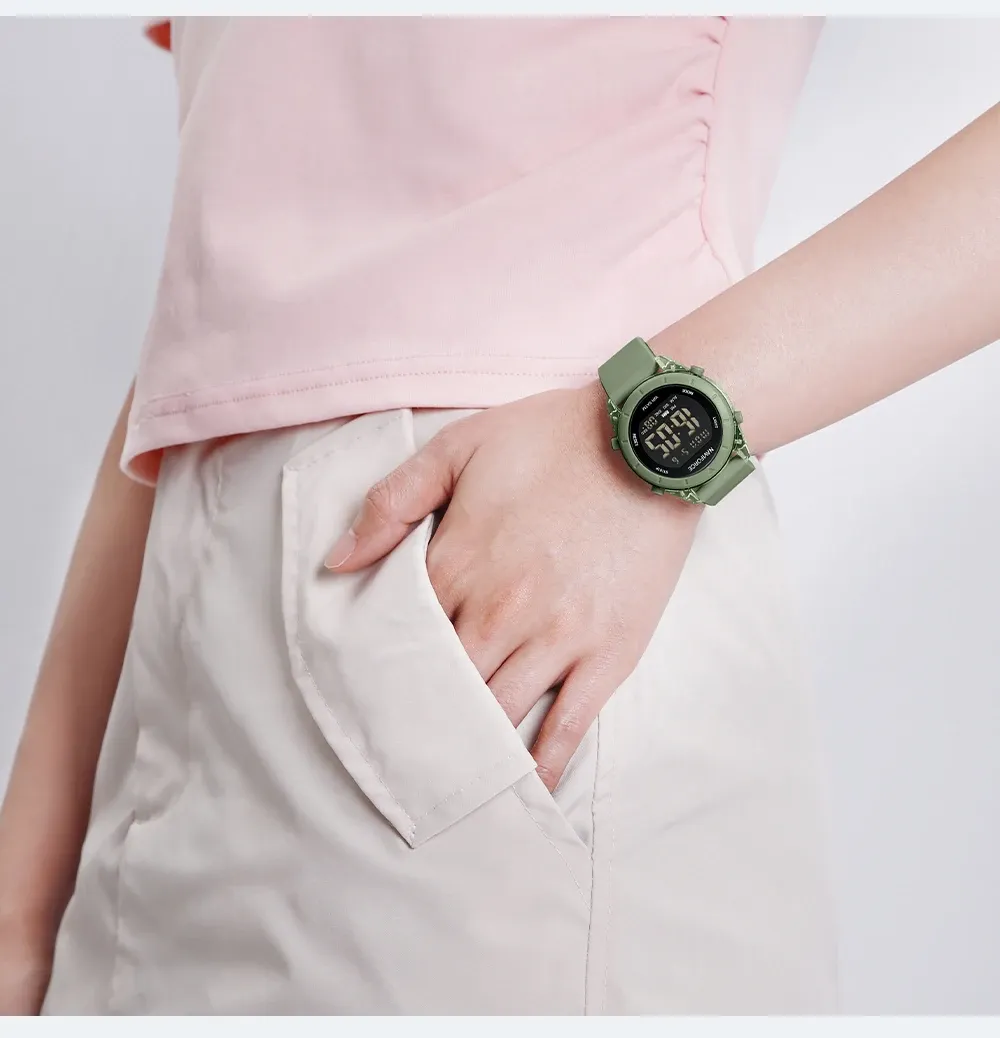 네비포스 여성용 라운드 디지털 스포츠 시계 NF7108