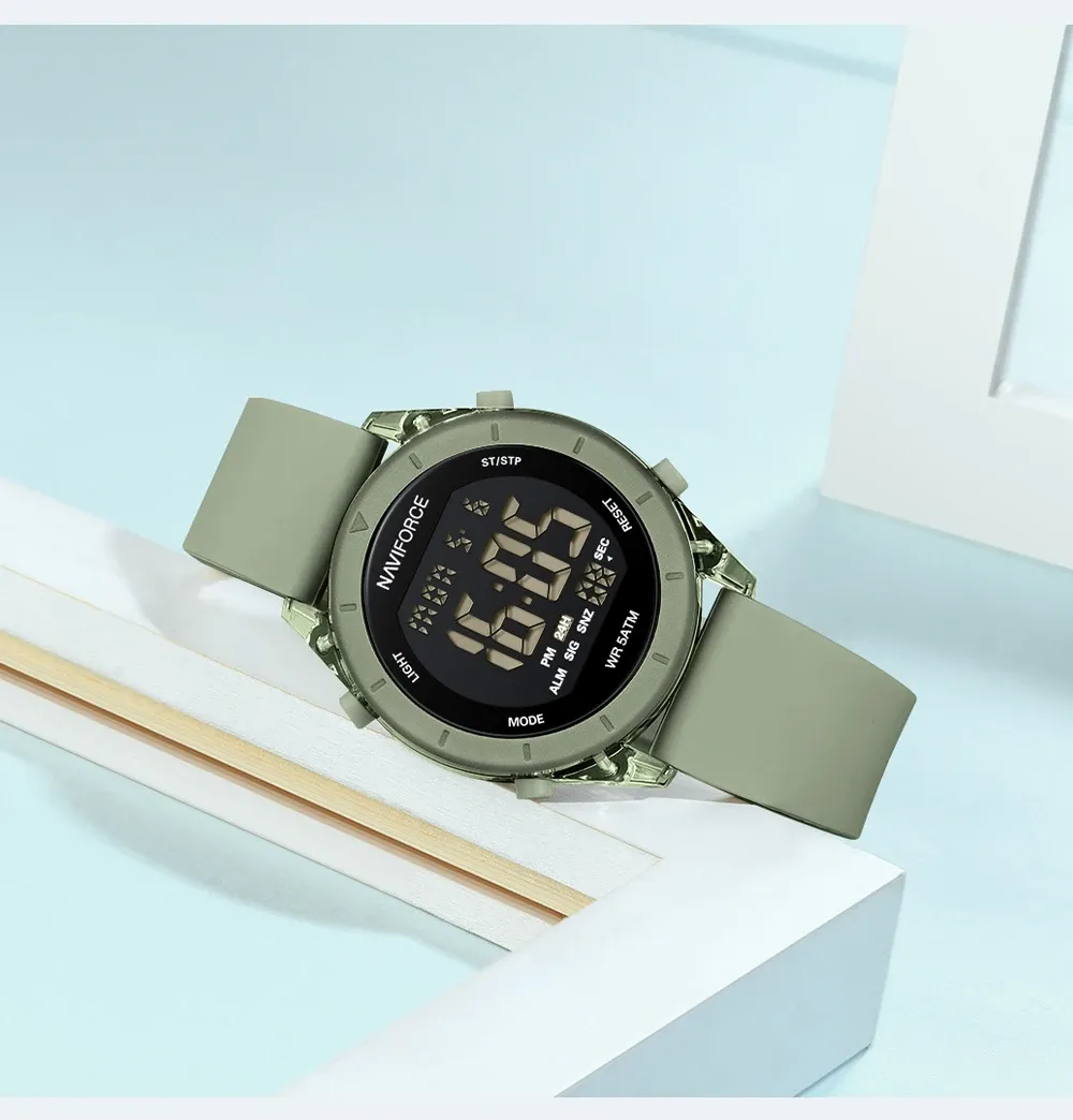 네비포스 여성용 라운드 디지털 스포츠 시계 NF7108