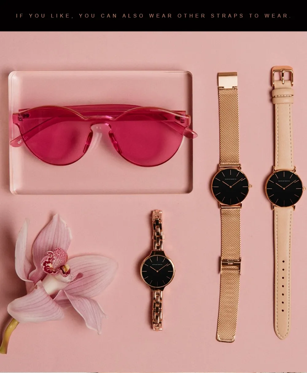 한나 마틴 로즈골드 메쉬 클래식 여성 쿼츠 시계