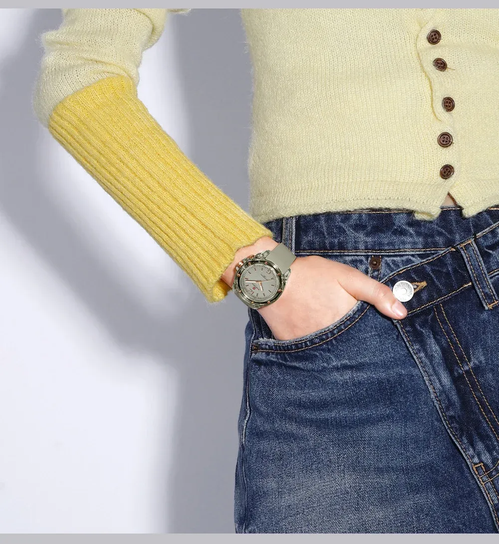 나비포스 여성용 37mm 실리콘 방수 쿼츠 손목시계 NF6103