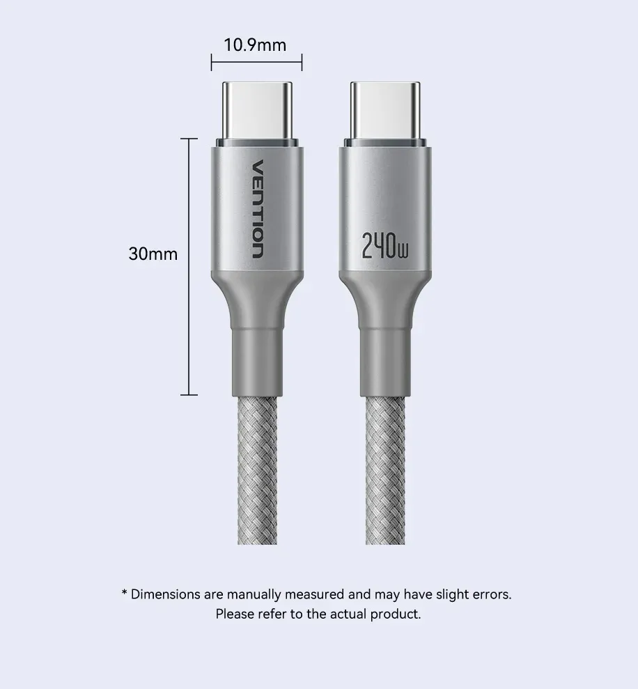 벤션 240W 자석식 USB-C to C 고속 충전 케이블