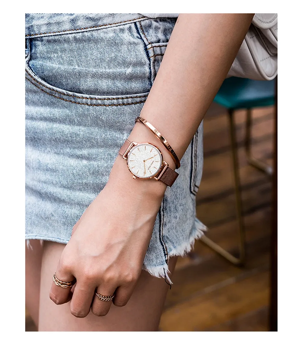 한나 마틴 로즈골드 메쉬 쿼츠 여성 시계