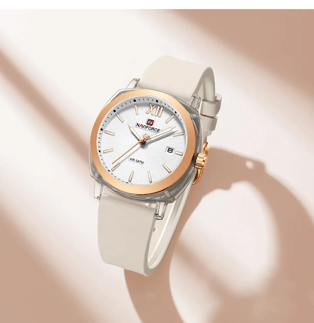 나비포스 여성용 로만 다이얼 실리콘 방수 쿼츠 시계