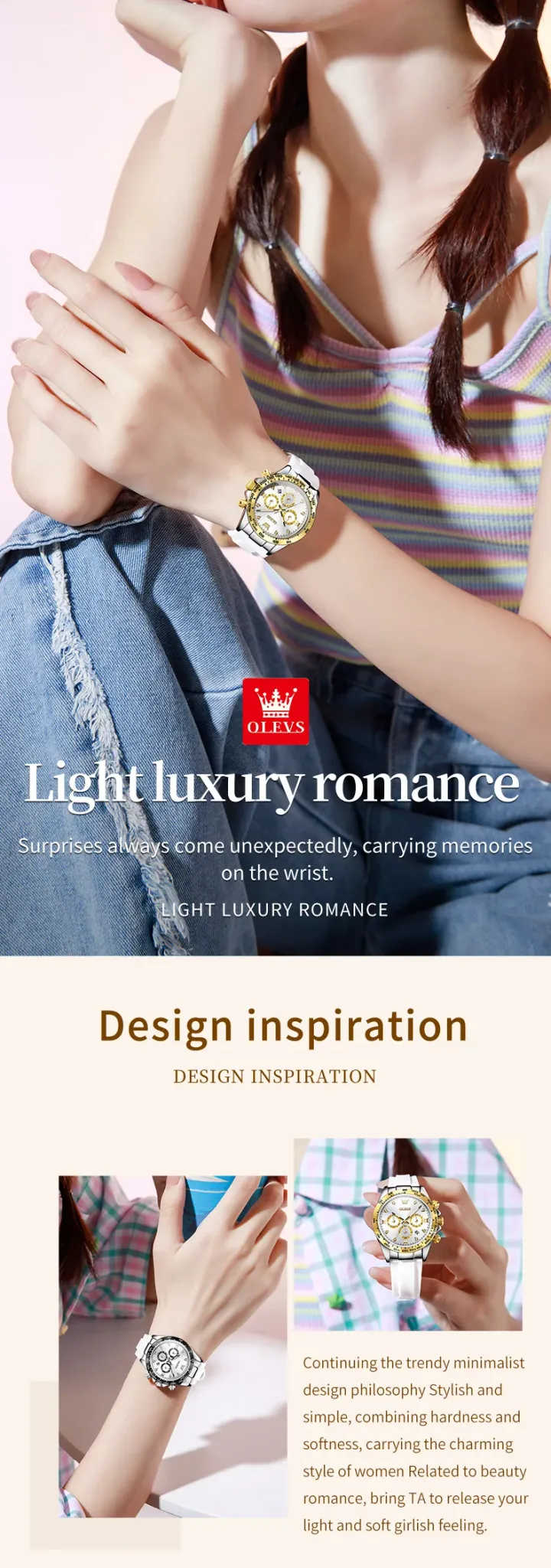 OLEVS 5618 여성용 로만 다이얼 크로노그래프 방수 시계