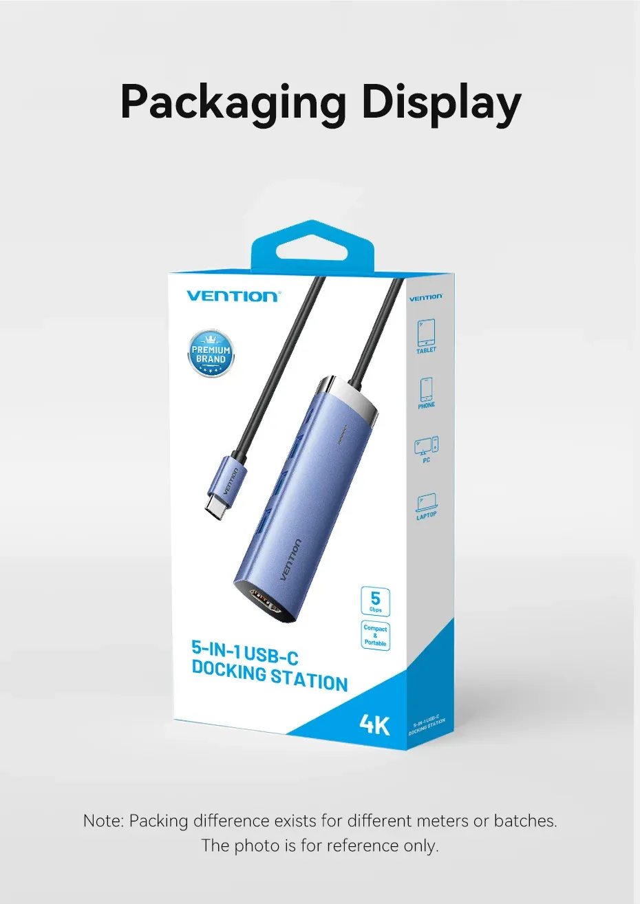 벤션 5-in-1 USB-C HDMI 4K 허브 PD100W