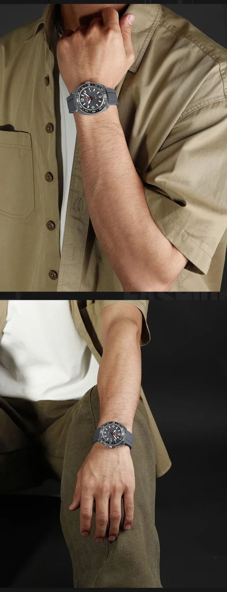 네비포스 남성용 야광 실리콘 쿼츠 시계