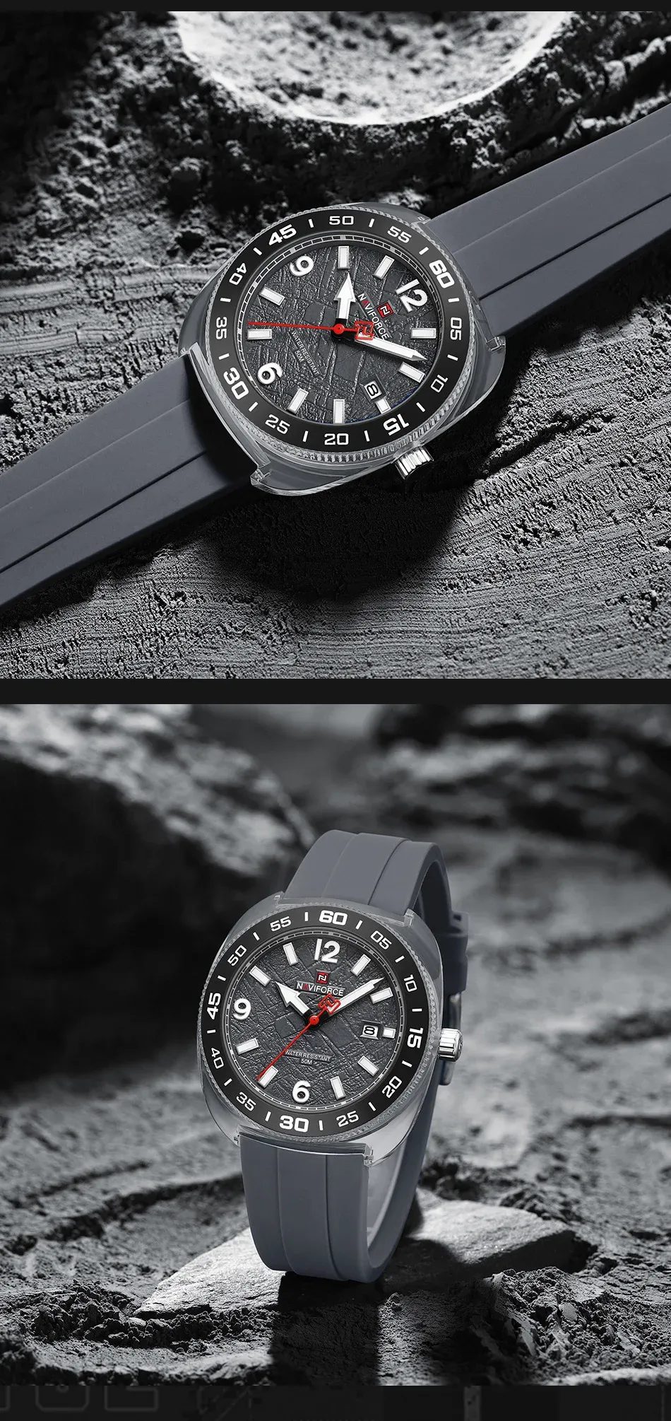 네비포스 남성용 야광 실리콘 쿼츠 시계