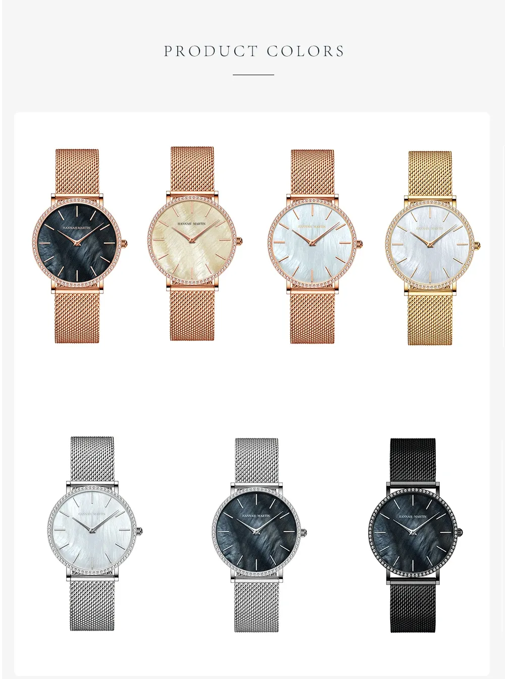 한나 마틴 36mm 로즈골드 워터 다이아몬드 여성용 쿼츠 시계