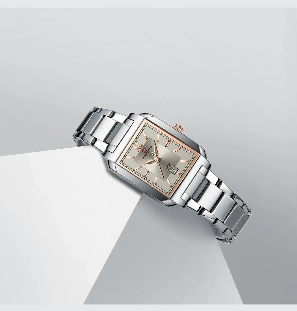 네비포스 직사각 로만 여성 쿼츠 메탈 시계