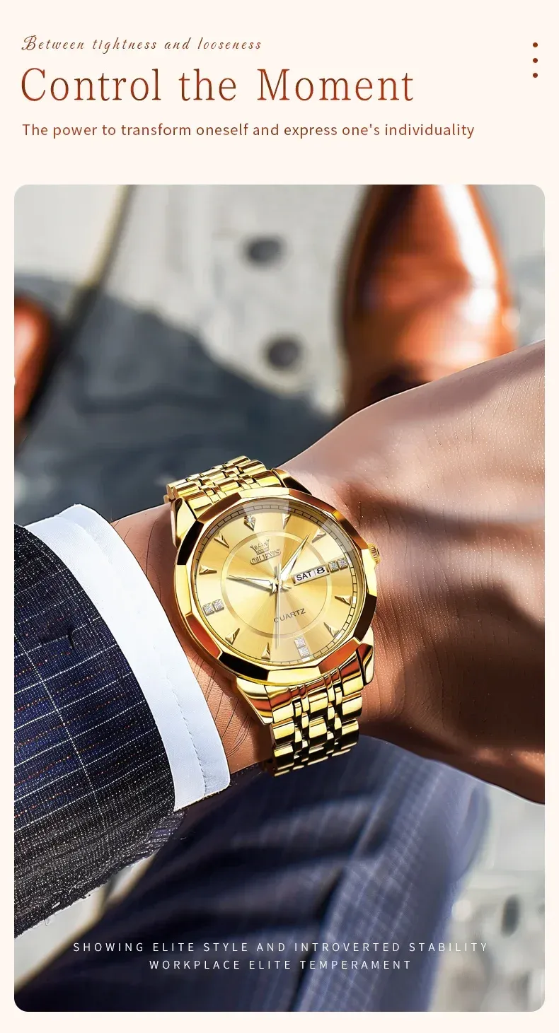 OLEVS 9977 남녀공용 스테인리스 쿼츠 손목시계