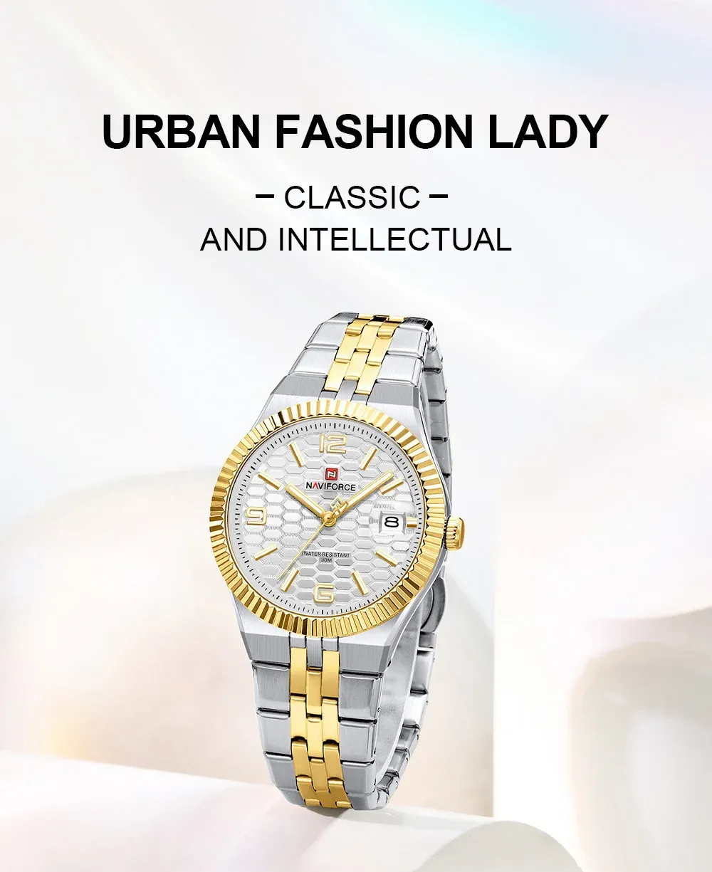네비포스 여성용 로맨틱 스틸 쿼츠 방수 시계 NF5079