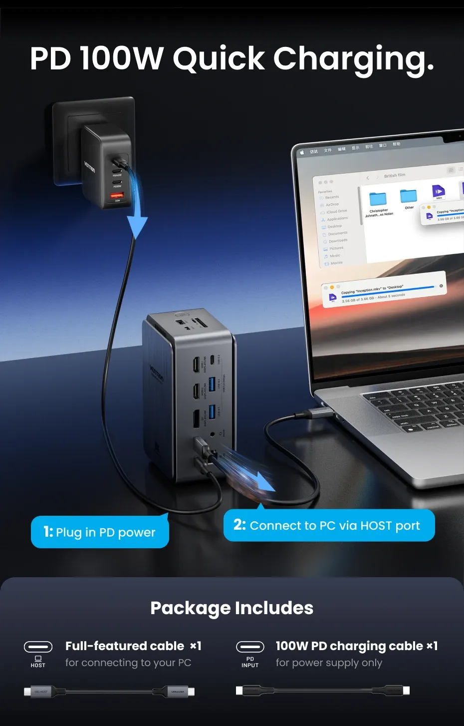 벤션 13포트 8K MST USB-C 도킹 허브