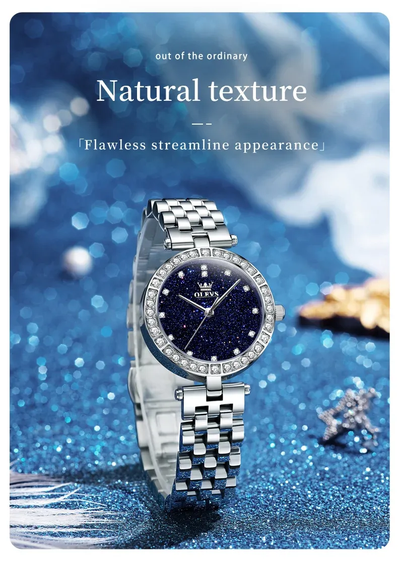 올레브스 3641 여성용 스타다이얼 스테인리스 쿼츠 시계