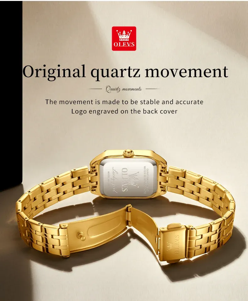 OLEVS 5616 여성용 사각 쿼츠 메탈 손목시계