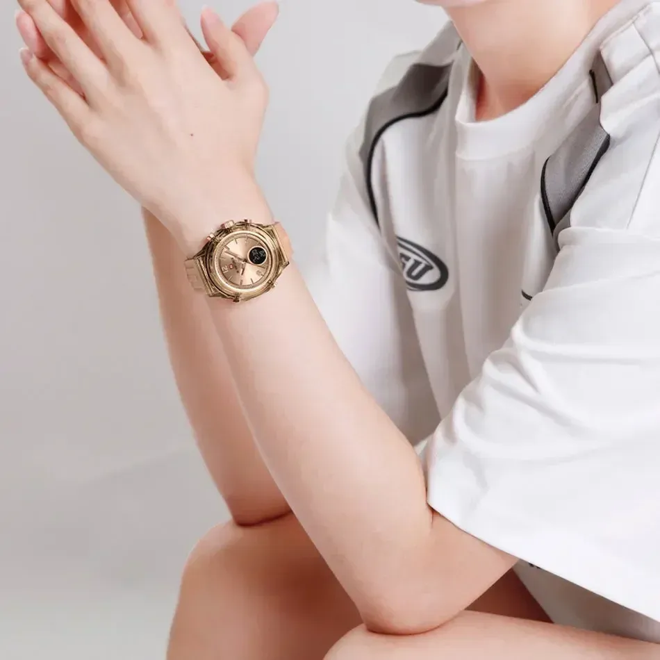 나비포스 NF7109 여성용 듀얼 디스플레이 방수 스포츠 시계