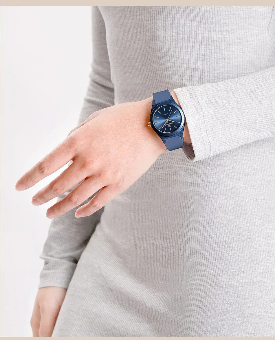 네비포스 여성용 심플 방수 실리콘 쿼츠 시계