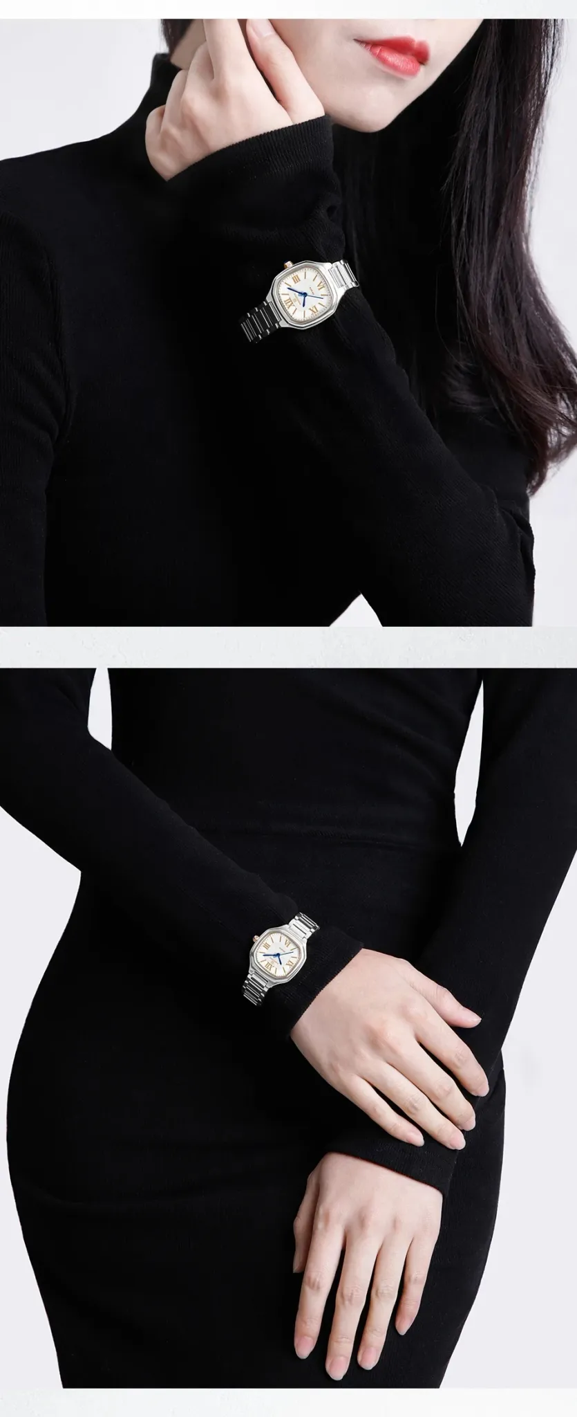 네비포스 스퀘어 로만 여성 쿼츠 드레스 워치