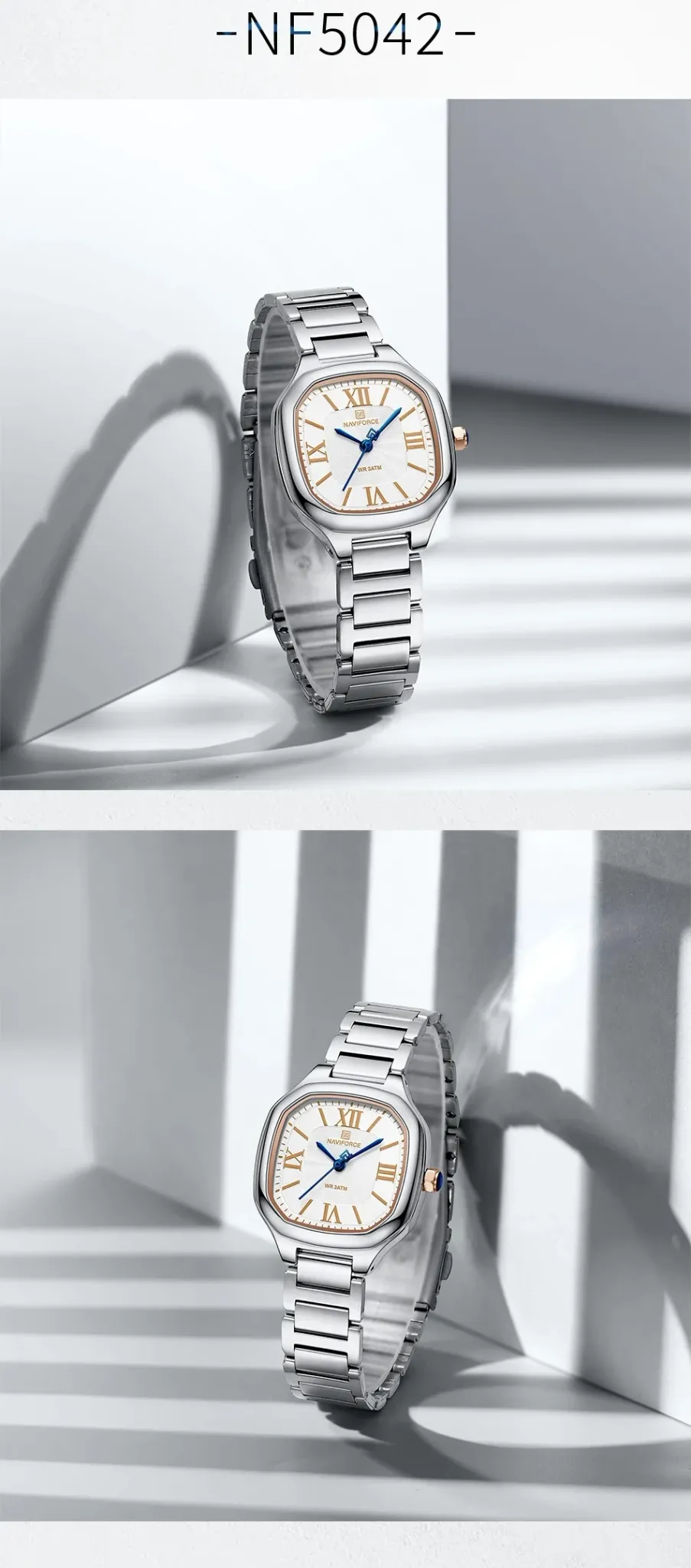 네비포스 스퀘어 로만 여성 쿼츠 드레스 워치