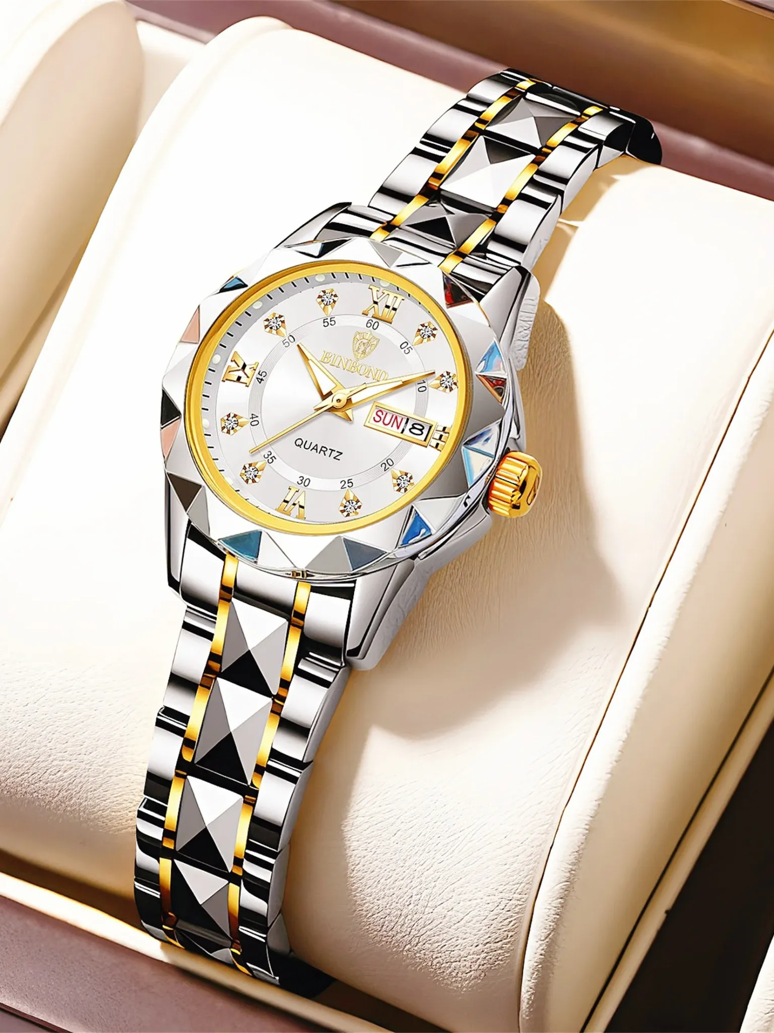 한나 마틴 블랙 라운드 비즈니스 여성 쿼츠 시계