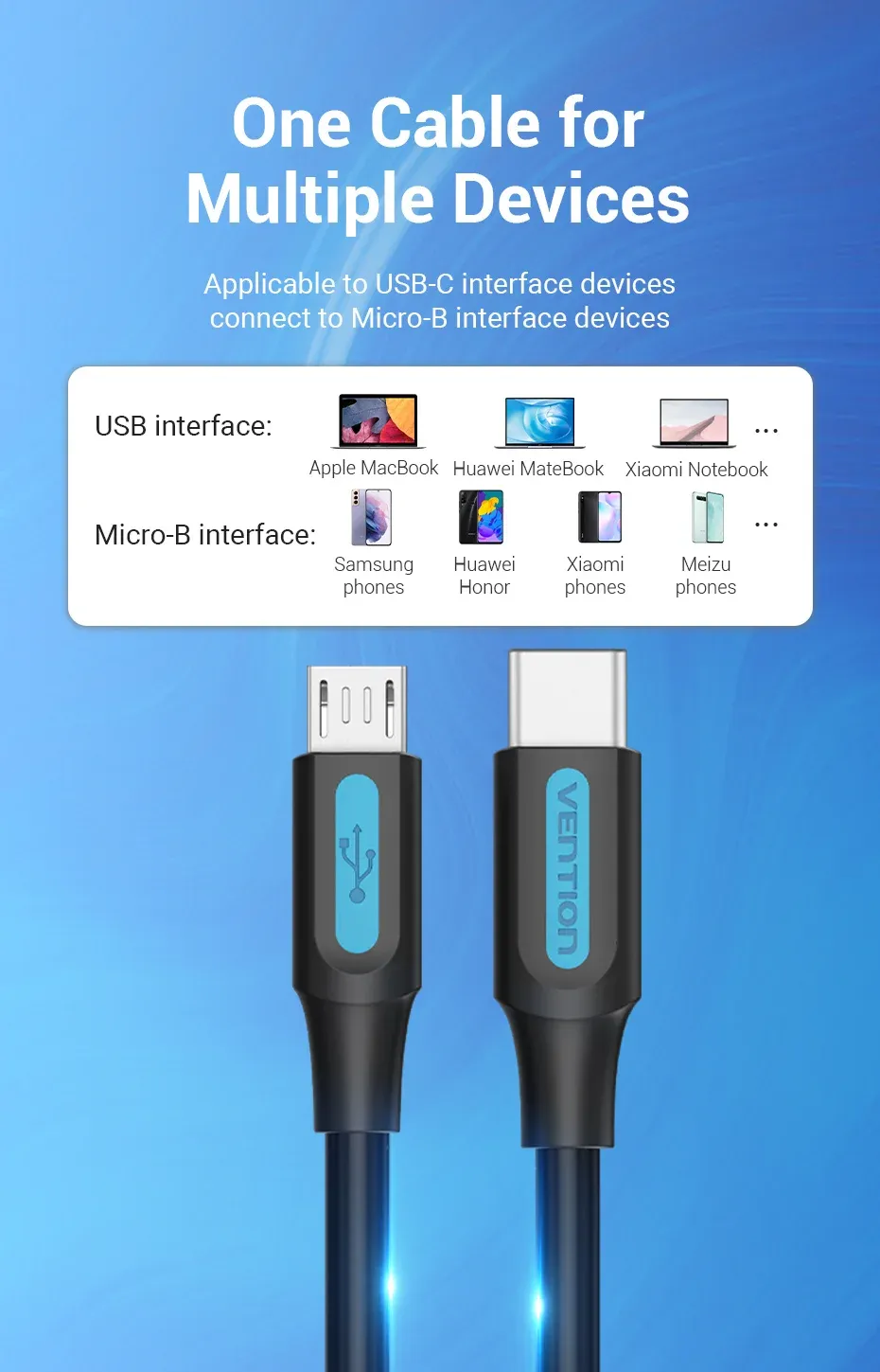벤션 USB-C to 마이크로 USB 고속 충전·데이터 변환 케이블